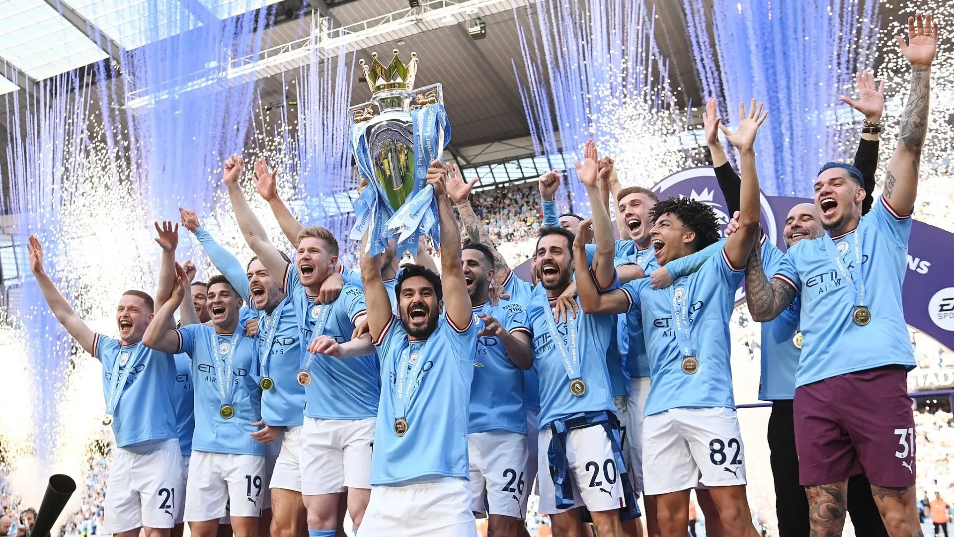 Julian Alvarez scores the winner as Pep Guardiola’s side celebrate title with another win