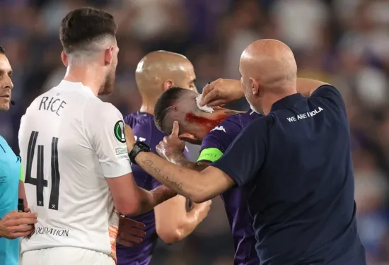 West Ham condemn fan behaviour after Fiorentina's Biraghi hit by object