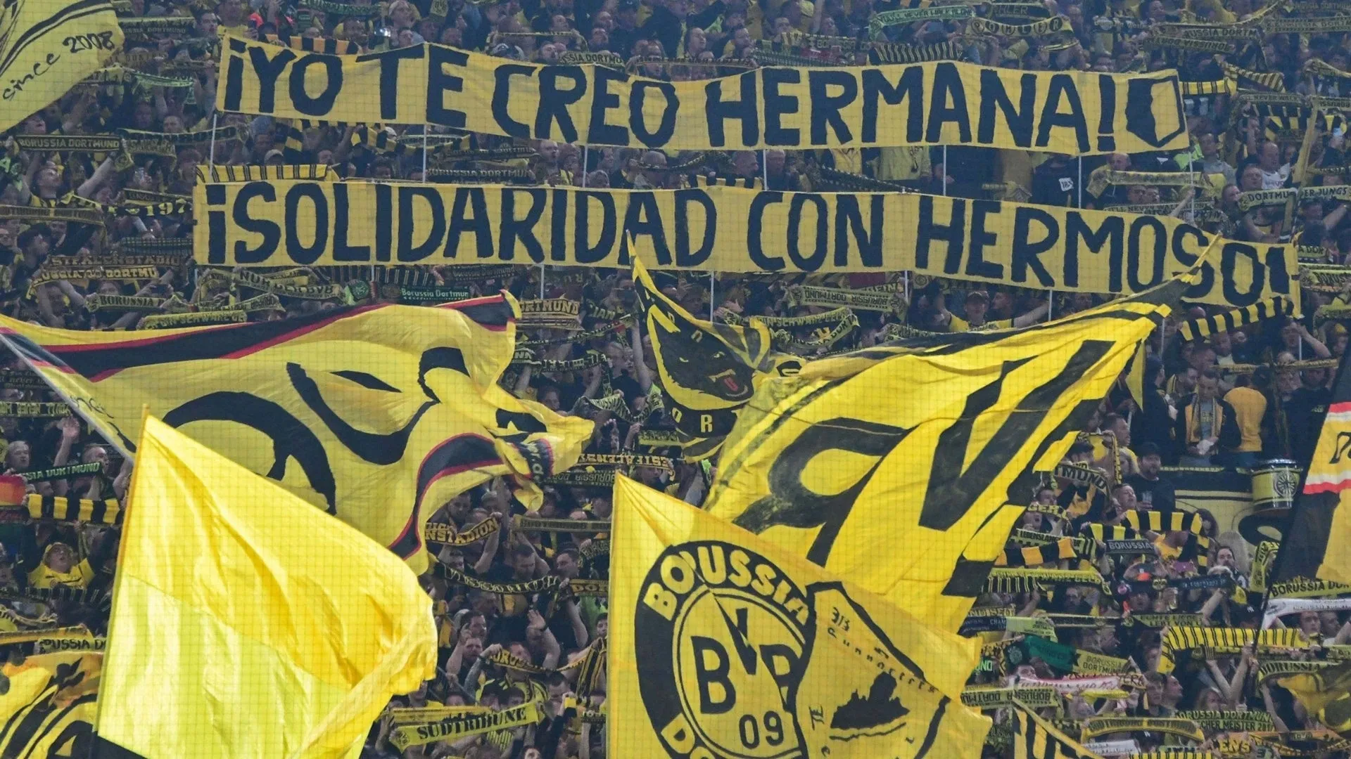 Borussia Dortmund fans relay message of support to Spain's Jenni Hermoso during Bundesliga clash with FC Heidenheim