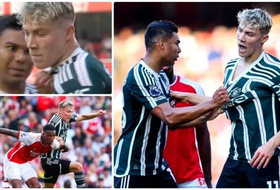 Casemiro's strong message to Rasmus Hojlund after he grabbed Man Utd new boy's shirt in fiery exchange during Arsenal defeat